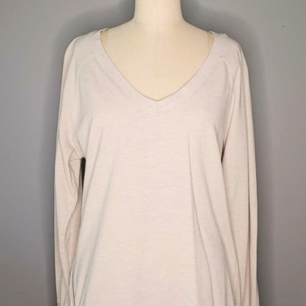 MARK. Tan v- neck sweater with side zipper detail